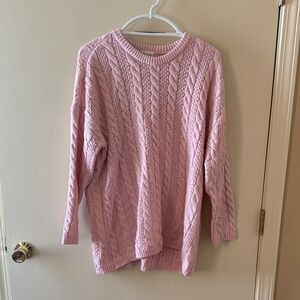 Cozy Pink Cable Knit Sweater